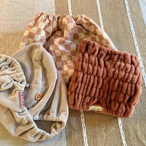 Kitsch Hair Bundle - Headband, Satin-Lined Shower Cap, Microfiber Hair Towel